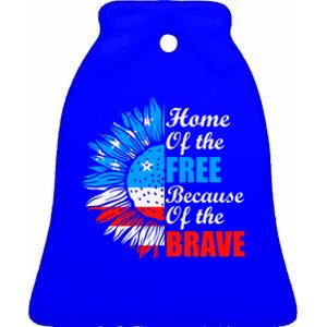 Home Of The Free Because Of The Brave Honor Gift Ceramic Bell Ornament