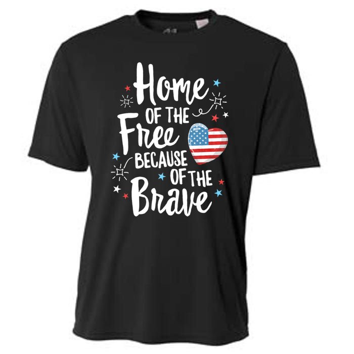 Home Of The Free Veterans 4th Of July Women Wife Patriotic Cooling Performance Crew T-Shirt