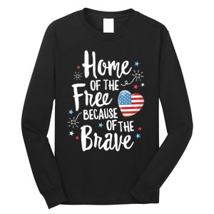 Home Of The Free Veterans 4th Of July Women Wife Patriotic Long Sleeve Shirt