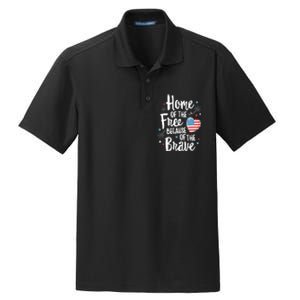 Home Of The Free Veterans 4th Of July Women Wife Patriotic Dry Zone Grid Polo