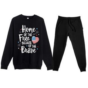 Home Of The Free Veterans 4th Of July Women Wife Patriotic Premium Crewneck Sweatsuit Set