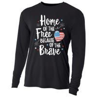 Home Of The Free Veterans 4th Of July Women Wife Patriotic Cooling Performance Long Sleeve Crew