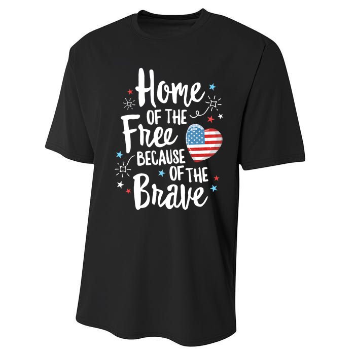 Home Of The Free Veterans 4th Of July Women Wife Patriotic Performance Sprint T-Shirt