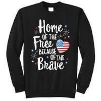 Home Of The Free Veterans 4th Of July Women Wife Patriotic Tall Sweatshirt