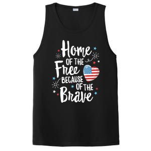 Home Of The Free Veterans 4th Of July Women Wife Patriotic PosiCharge Competitor Tank