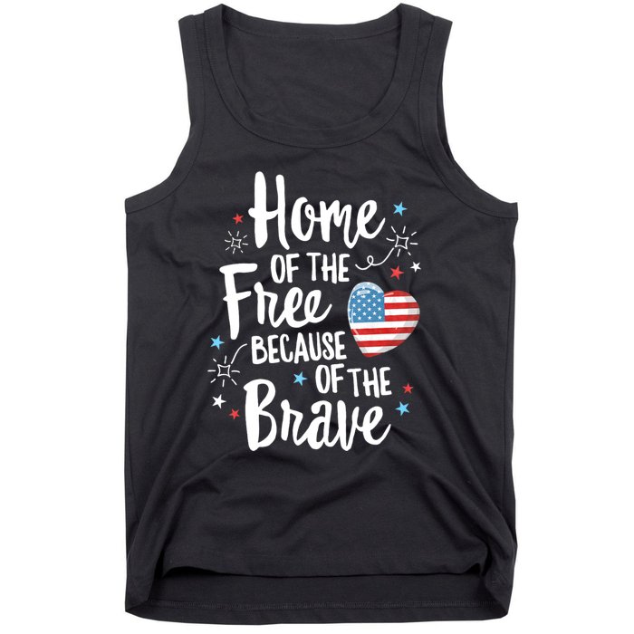 Home Of The Free Veterans 4th Of July Women Wife Patriotic Tank Top