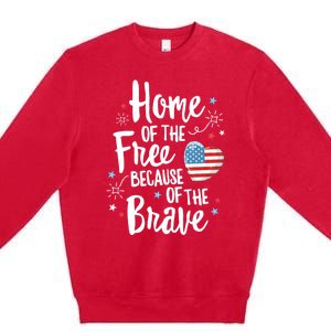 Home Of The Free Veterans 4th Of July Women Wife Patriotic Premium Crewneck Sweatshirt