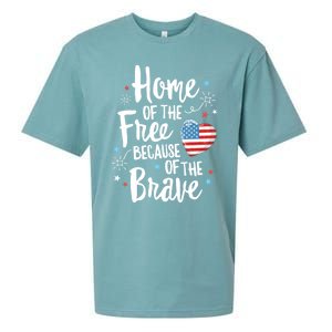 Home Of The Free Veterans 4th Of July Women Wife Patriotic Sueded Cloud Jersey T-Shirt