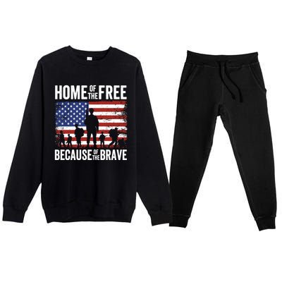 Home Of The Free Because Of The Brave Memorial Day Cute Gift Premium Crewneck Sweatsuit Set