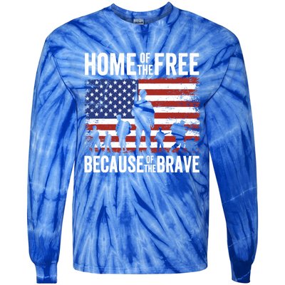 Home Of The Free Because Of The Brave Memorial Day Cute Gift Tie-Dye Long Sleeve Shirt