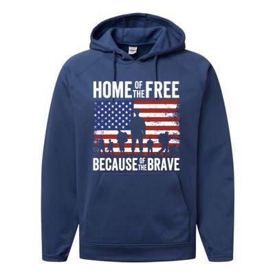 Home Of The Free Because Of The Brave Memorial Day Cute Gift Performance Fleece Hoodie