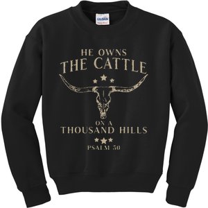 He Owns The Cattle On A Thousand Hills Psalm 50 Kids Sweatshirt