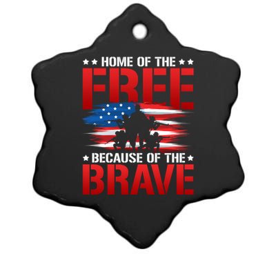 Home Of The Free Because Of The Brave Veteran Proud Soldier Funny Gift Ceramic Star Ornament