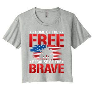 Home Of The Free Because Of The Brave Veteran Proud Soldier Funny Gift Women's Crop Top Tee