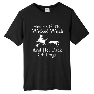 Home Of The Wicked Witch And Her Pack Of Dog Funny Halloween Tall Fusion ChromaSoft Performance T-Shirt