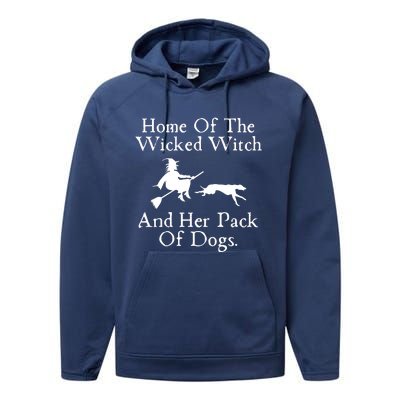 Home Of The Wicked Witch And Her Pack Of Dog Funny Halloween Performance Fleece Hoodie