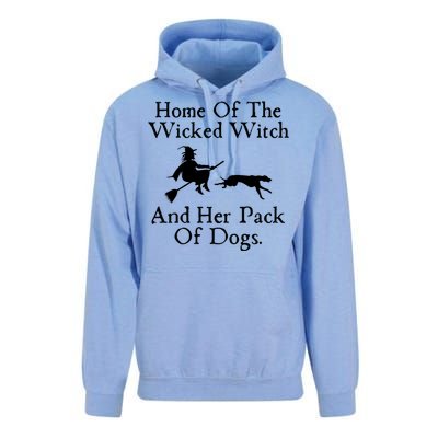 Home Of The Wicked Witch And Her Pack Of Dog Funny Halloween Unisex Surf Hoodie