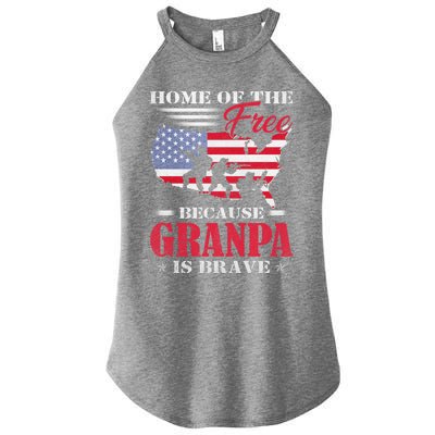 Home Of The Free Because My Grandpa Is Brave Veteran Day Gift Women’s Perfect Tri Rocker Tank