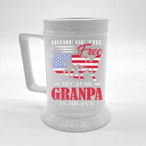 Home Of The Free Because My Grandpa Is Brave Veteran Day Gift Beer Stein