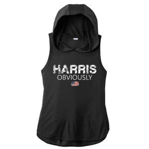 Harris Obviously Usa Flag Kamala Harris For President 2024 Ladies PosiCharge Tri-Blend Wicking Draft Hoodie Tank