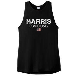 Harris Obviously Usa Flag Kamala Harris For President 2024 Ladies PosiCharge Tri-Blend Wicking Tank