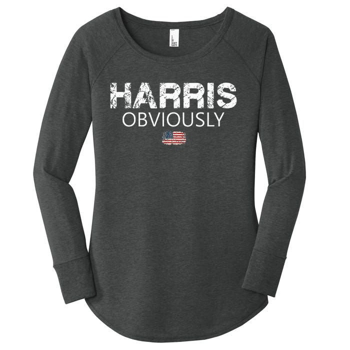 Harris Obviously Usa Flag Kamala Harris For President 2024 Women's Perfect Tri Tunic Long Sleeve Shirt