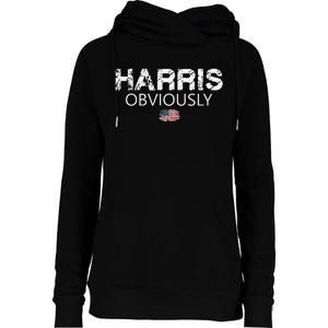 Harris Obviously Usa Flag Kamala Harris For President 2024 Womens Funnel Neck Pullover Hood