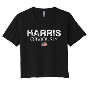 Harris Obviously Usa Flag Kamala Harris For President 2024 Women's Crop Top Tee