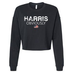 Harris Obviously Usa Flag Kamala Harris For President 2024 Cropped Pullover Crew