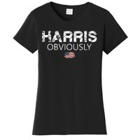 Harris Obviously Usa Flag Kamala Harris For President 2024 Women's T-Shirt