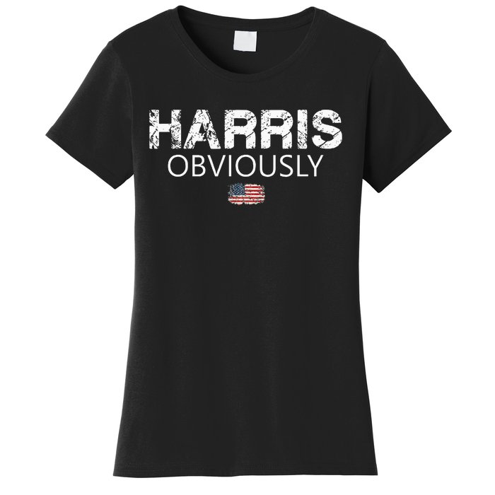 Harris Obviously Usa Flag Kamala Harris For President 2024 Women's T-Shirt