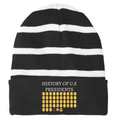 History Of U.S Presidents 46th Cool President Striped Beanie with Solid Band