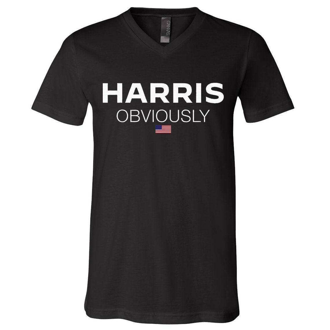 Harris Obviously Usa Flag Kamala Harris For President 2024 V-Neck T-Shirt