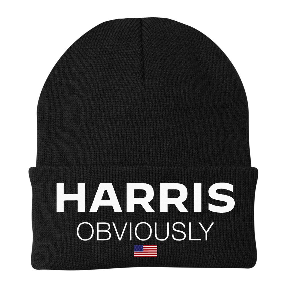 Harris Obviously Usa Flag Kamala Harris For President 2024 Beanie