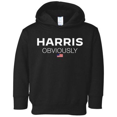 Harris Obviously Usa Flag Kamala Harris For President 2024 Toddler Hoodie