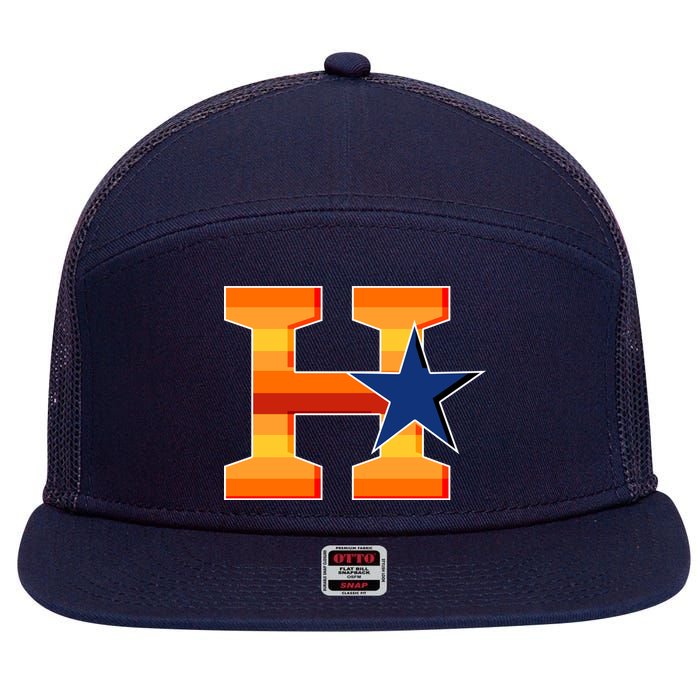 Houston Baseball H Star Logo 7 Panel Mesh Trucker Snapback Hat