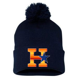 Houston Baseball H Star Logo Pom Pom 12in Knit Beanie