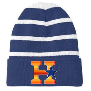 Houston Baseball H Star Logo Striped Beanie with Solid Band