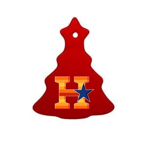 Houston Baseball H Star Logo Ceramic Tree Ornament