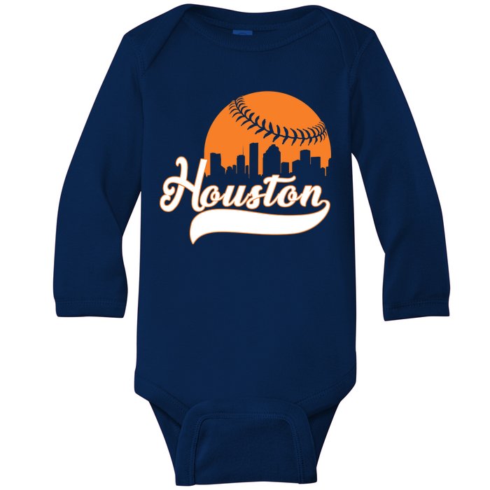 Houston Baseball Team City Baby Long Sleeve Bodysuit