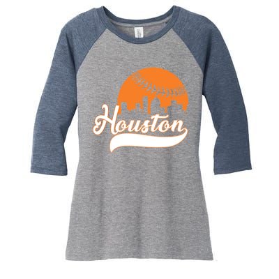 Houston Baseball Team City Women's Tri-Blend 3/4-Sleeve Raglan Shirt