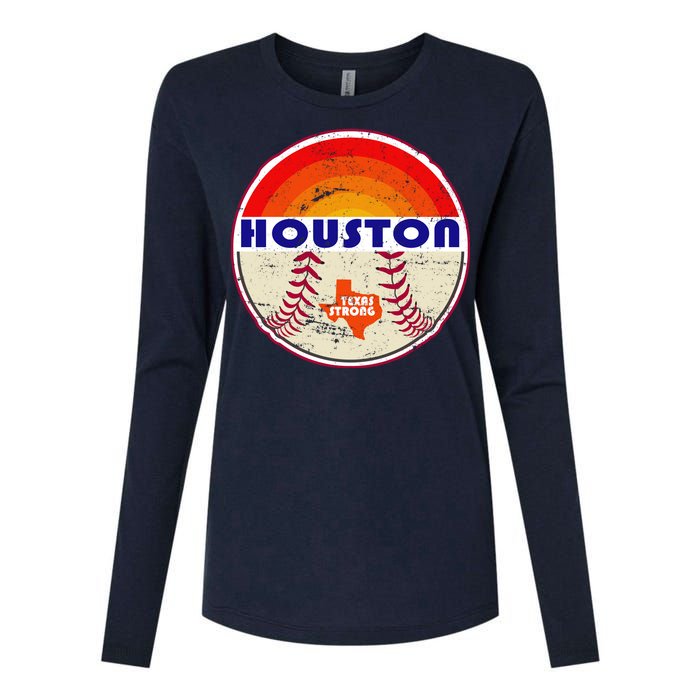 Houston Baseball Texas Strong Womens Cotton Relaxed Long Sleeve T-Shirt