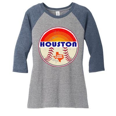 Houston Baseball Texas Strong Women's Tri-Blend 3/4-Sleeve Raglan Shirt