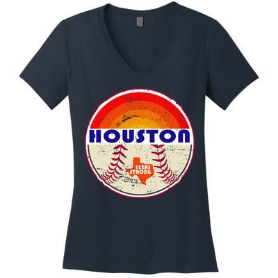 Houston Baseball Texas Strong Women's V-Neck T-Shirt