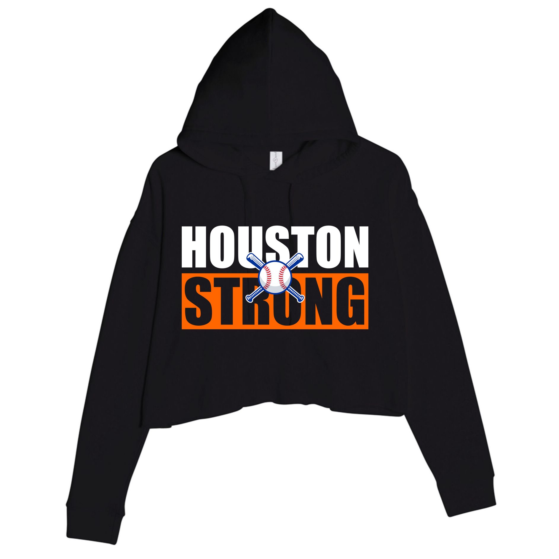 Houston Strong Baseball Bats Logo Crop Fleece Hoodie