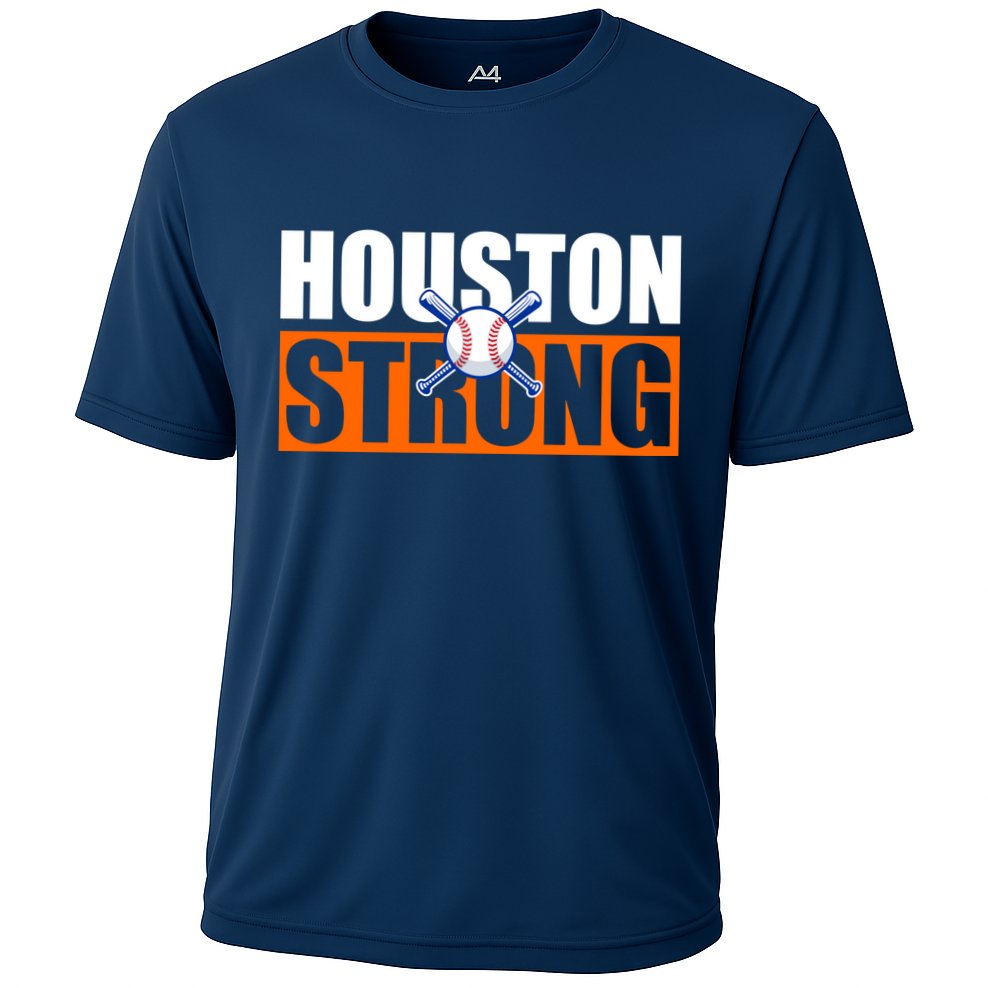 Houston Strong Baseball Bats Logo Cooling Performance Crew T-Shirt