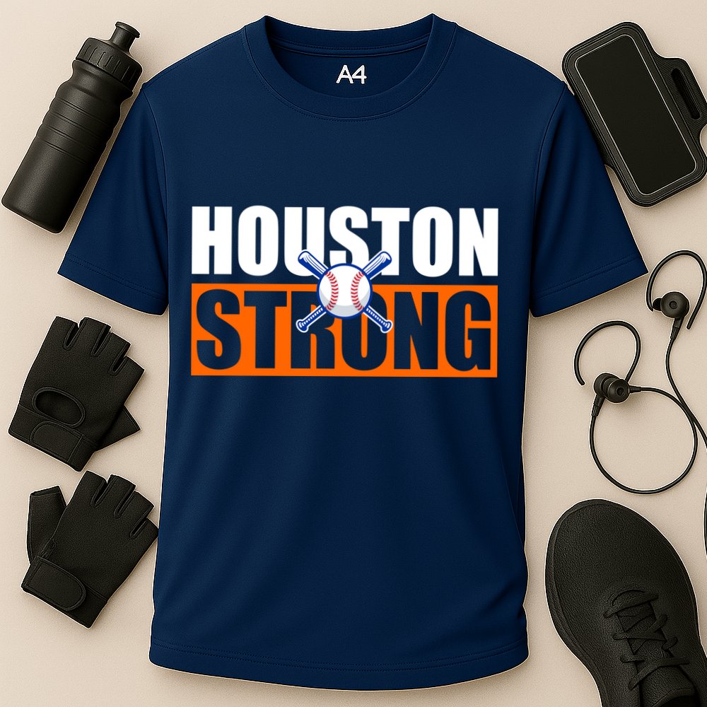 Houston Strong Baseball Bats Logo Cooling Performance Crew T-Shirt