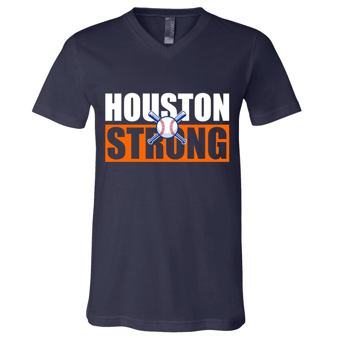 Houston Strong Baseball Bats Logo V-Neck T-Shirt