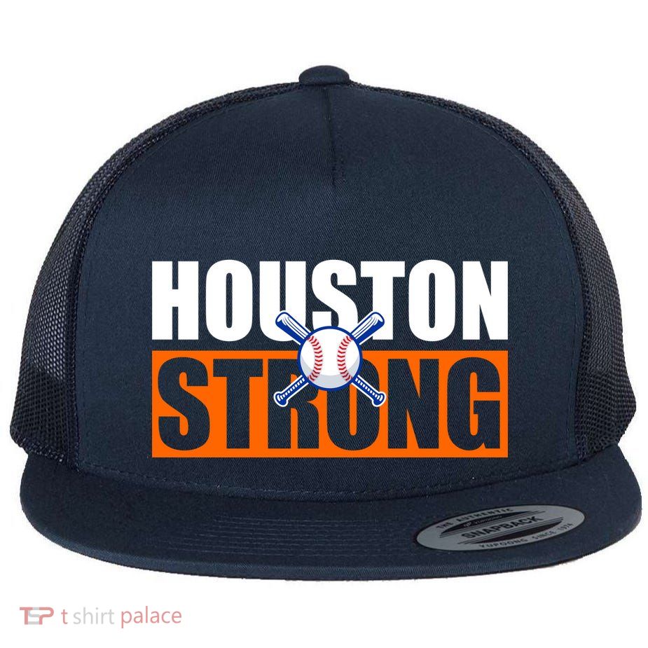 Houston Strong Baseball Bats Logo Flat Bill Trucker Hat