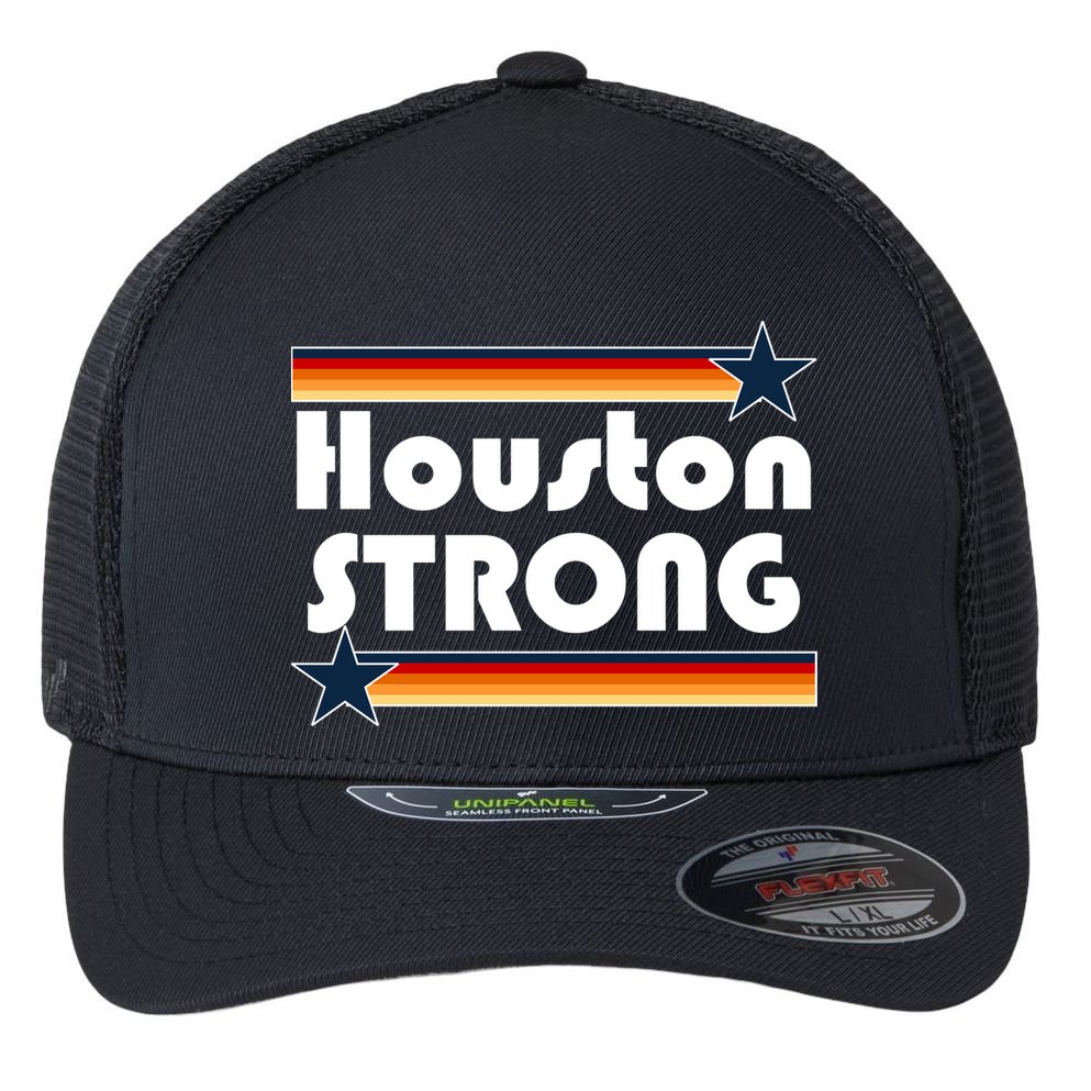 Houston Strong Baseball Star Logo Flexfit Unipanel Trucker Cap